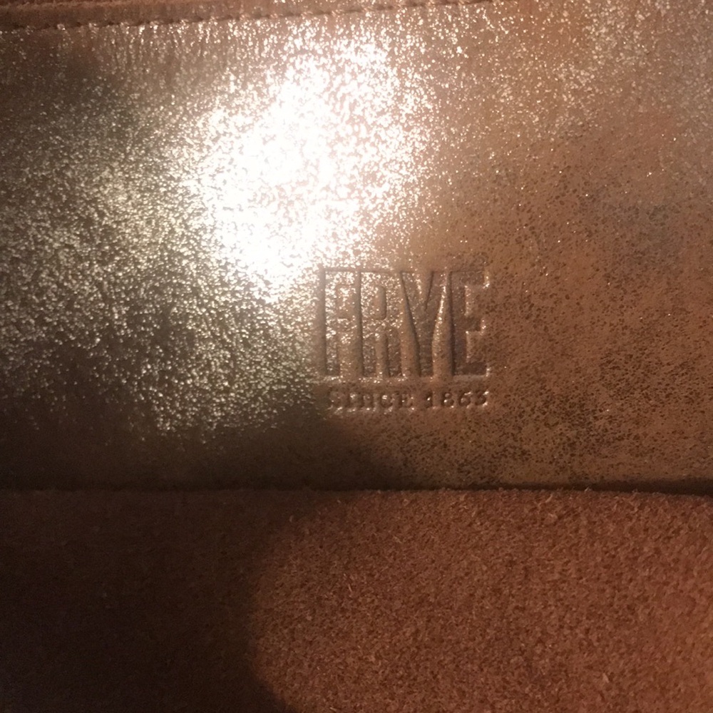 Frye Metallic Rose Gold Leather Tote Bag Purse with Charm - Picture 6 of 13